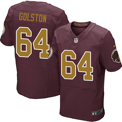 Men's Elite Kedric Golston Nike Jersey Burgundy Red Alternate - #64 80th Anniversary NFL Washington Redskins